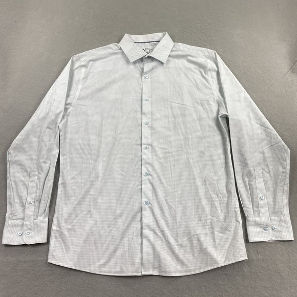 Bar lll Shirt Mens Large White Blue Button Up Slim Fit Long Sleeve Stretch - Picture 1 of 7